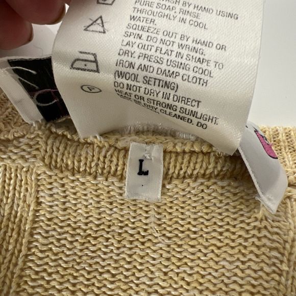 Clan Douglas Sweater Men Large Linen Silk Blend Yellow Check Scotland Pullover - Picture 5 of 15